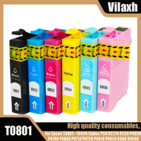 Vilaxh T0801 Ink Cartridge For Epson T0801 - T0806 Stylus P50 R2270 R290 PX650 PX700 PX800 PX710 PX720 PX810 PX820 R360 RX560