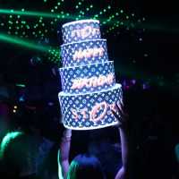 GEMEI Customized Logo Rechargeable Acrylic VIP Bottle Presenter Wrapped LED Cake for nightclub bar