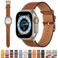 Leather Watch Band for Apple Watch Ultra 2 Strap Series 9 8 7 6 SE 5 4 for Iwatch 42mm for IWatch Bands 44mm 40 41 45 49mm