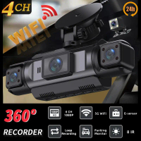 4Ch WiFi Dashcam car camera Black Box Driving DVR FHD 1080P Front Left Right Rear Night Vision Loop