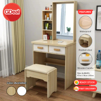 GDeal Dressing Table Vanity Makeup Table Set With 360 degree Mirror And Soft Padded Stool For Bedroo