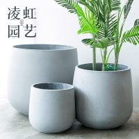 圓形水泥花盆花盆大號綠植盆栽泥盆百合竹龍血樹白色客廳/花盆/綠植盆/養植盆/養花盆/陶瓷盆/塑料盆