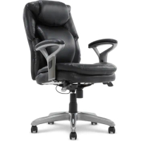 Serta Anniston Wellness by Design Mid Office AIR Lumbar Technology, Ergonomic Computer Chair with Lower Back Support, Bonded Lea
