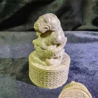 Han Dynasty Bear Button Jade Seal 10cmx5.5cm