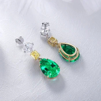 RUIF 2023 Fashion Real 9K Gold Jewelry 10ct Lab Grown Emerald Drop Earrings Women Gifts