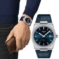 TISSOT 天梭 官方授權 PRX系列 70年代復刻石英錶 520送禮首選-藍/40mm T1374101604100