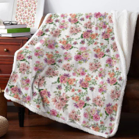 Plant Flower Leaves Winter Warm Cashmere Blanket for Bed Wool Throw Blankets for Office Bedspread