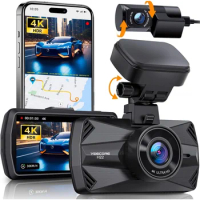 YEECORE Dual Dash Cam, Real 4K 1080P Front and Rear, Built-in WiFi GPS, 3" IPS Screen, HDR Night Vision, 24H Parking Monitor, 15