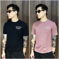 美國百分百【全新真品】Calvin Klein 短袖 棉質 T恤 CK 上衣 T-shirt logo 短T 黑色/藕粉 CU81