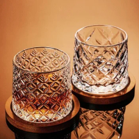Rolling Whiskey Glass Crystal Rotating Wine Brandy Glass
