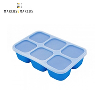 【加拿大 Marcus &amp; Marcus】動物樂園造型矽膠副食品分裝保存盒 - 河馬 (藍)