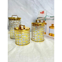 EJ802 TOPLES SET 3pcs EMAS BENING/ Toples Aklirik kedap udara gold emas / toples kue lebaran / tople