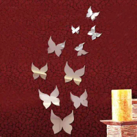 Creative Mirror Wall Sticker ,Acrylic 30PCS butterfly wall mirror stickers for home living room deco