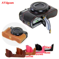 New Leather Camera Video Case For Canon Powershot G7XII G7X mark 2 G7X II G7X2 Pu Leather Camera Half Case Set Bottom Cover