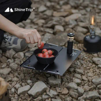 ShineTrip Outdoor Folding Table Lightweight Aluminium 2-Piece Table Detachable Tea Table Portable Coffee Grill Table