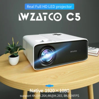 WZATCO Large discount 1080P Full HD LCD LED Video TV Projector Portable Home Theater Cinema Beamer Proyector 200inch screen