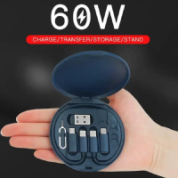 ชุดอะแดปเตอร์ชาร์จเร็ว, 60W, Type-C เป็น USB C ถึง Micro USB ถึง Lightning, เข้ากันได้กับ iPhone 14