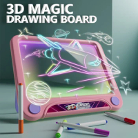 Magic Graffiti Painting Pad 3D Magic Drawing Board Toys for Children LED Light Effects Puzzle Montessori Educational Toys Gifts