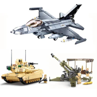 SLUBAN New World War II 2 Military F-16C Falcon Fighter Weapon Building Blocks Air Force WW2 Classic Accessories Model Kids Toys