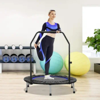 HYD-Parts 40" Foldable Mini Trampoline for Adults and Kids Exercise Rebounder with Adjustable Bar Fitness Trampoline Indoor Max