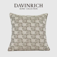 DAVINRICH Modern Concise Decorative Throw Pillow Cover Geometric Pattern Soft Beige Wheat Square Cushion Case Shams Nordic Style