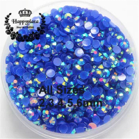 All Sizes 2,3,4,5,6mm Resin Rhinestone 14 Facets Flatback Jelly Sapphire AB Decoration for Phones Bags Shoes Nails DIY