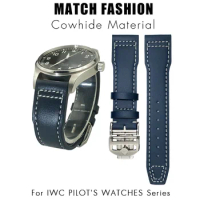 Genuine Leather Watchband 20mm 21mm 22mm Fit for IWC Mark XVIII Le Petit Prince Pilot’s Watch Blue Black Brown Cowhide Strap