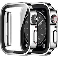 Glass+Cover for Apple Watch case 45mm 41mm accessories 44mm 40mm Tempered Screen Protector Protective iWatch series 7 8 9 SE 6 5