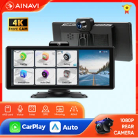 Ainavi Car DVR 4K Dash Cam ADAS GPS Navigation Wireless CarPlay AndroidAuto Dashcam Rearview Camera Dashboard Video Recorder