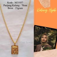 COD -  COD - M31057 Kalung Hijab Panjang 70cm Lapis Emas 24Karat Liontin Kotak Ukir