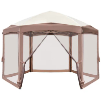 10'X12' Outdoor Gazebo Canopy, Steel Frame Waterproof Top, Portable Folding Patio Gazebo for Camping, Garden, Pool