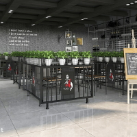 鐵藝矮隔斷屏風餐廳辦公置物架工業風卡座綠植圍欄奶茶店裝飾花架