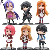 6PCS/SET 10CM New Doll Model Sword Art Online Anime Girl Figures Yuuki Asuna Action Figure Decoration Figurines Gifts Kids Toys