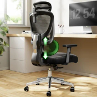Breathable Mesh Adjustable Armrest&amp;Headrest Ergonomic Chair for Office Chairs Black Gaming Desk Computer Furniture
