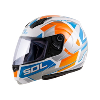 【SOL Helmets】SM-3可掀式安全帽 (原子動力_白/藍橘) ｜ SOL安全帽官方商城