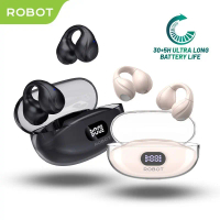 Earphones Wireless ROBOT OWS Air 10 TWS Open Ear Clip Style LED Display Bluetooth 5.3