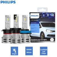 Philips H4 H7 H11 LED Ultinon Pro3101 H1 H3 HB3 HB4 HIR2 9005 9006 9012 Lumileds LED Car Headlight 6000K Bright White Bulbs, 2x