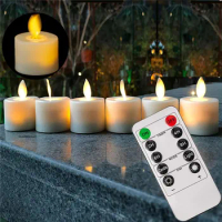 LED Light Remote Battery Operated Electric Candles Flickering Moving Wick Christmas LED Tea Light Candles Holiday Decorations