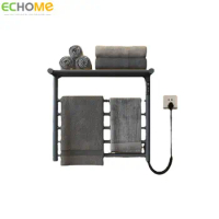 ECHOME Electrically Heated Towel Rack Stainless Steel Carbon Fiber LCD Display Creative Drying Rack for Household Bathroom