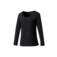 【Mountneer 山林】女V領遠紅外線彈性保暖衣-黑色-12K76-01(t恤/女裝/上衣/休閒上衣)