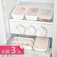 冰箱肉類保鮮專用收納盒冷凍分裝分格保鮮盒備菜盒(大號3入)