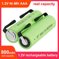 R7 Brand 1.2V 800mah Ni-Mh AAA Rechargeable Battery Cell with Solder Tabs for Philips Braun Electric Shaver, Razor, Toothbrush