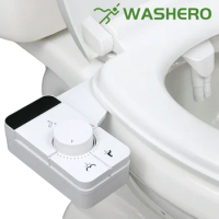 WASHERO Attachable Bidet Toilet Seat Bidet Attachment Sprayer Butt Wash Shattaf Dual Nozzle Cleaning Slim Non-electric