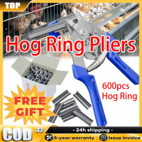 Tang Cincin Hog+600pcs Tang Paku M untuk Pemasangan Pagar Kawat, Jaring Gabion, dan Sangkar Ayam
