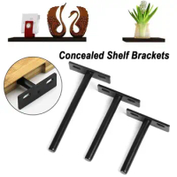 High Quality T Shape Shelf Bracket Cold Rolled Steel Wall Shelves Supports Floating Metal Brackets Screw Mounting Plate