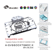 Bykski GPU Block For GIGABYTE RX6600XT GAMING OC 8G Graphics Card / Full Cover Liquid Cooling System Radiator
