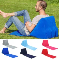 L Foldable Soft Inflatable Beach Mat Festival Camping Leisure Lounger Back Pillow Cushion Chair Seat Air Bed Travel Mattress