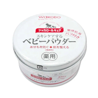 【日本WAKODO和光堂】玉米澱粉植萃滋潤吸濕爽身粉140g/紅罐無香型(附粉撲親膚痱子粉屁吸汗粉身體乾爽留香)