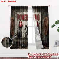 （ISG)  2D flat printing 2pcs Window Treatment Curtains Dynamic Boxing Fitness Digital Printed Polyes