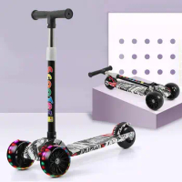 Children's Scooter 3 Wheel Scooter Adjustable steel Flash Wheels Kick Scooter for 3-12 Year Foldable Kids Scooter Sport Toy